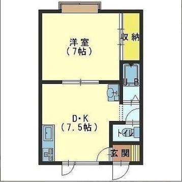 シティハウスII(1DK/2階)の間取り写真