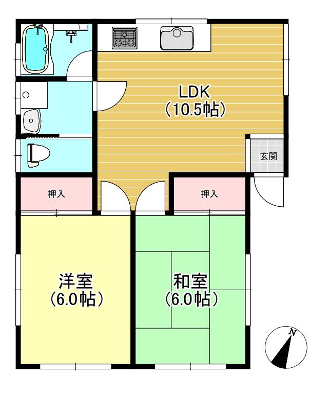ハウスエム(2LDK/1階)の間取り写真