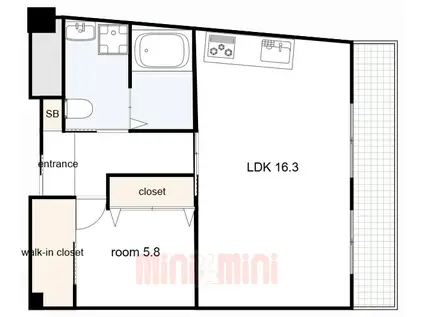 ジュリオ朝霧(1LDK/5階)の間取り写真