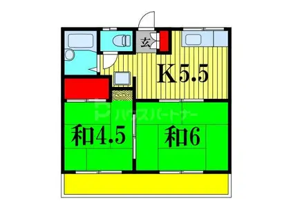 エスペラント中津B(2K/2階)の間取り写真