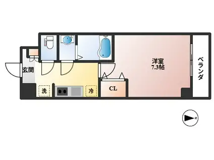 ウインズコート桜塚(1K/4階)の間取り写真