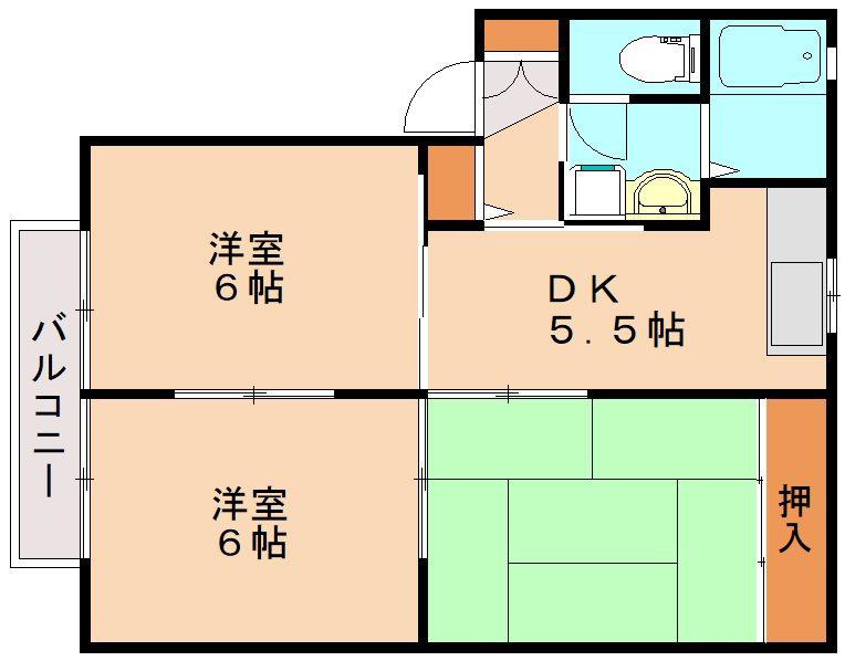 クロッカスC(3DK/2階)の間取り写真