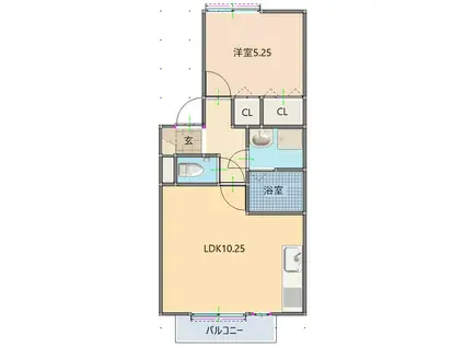 アルカンシエル(1LDK/2階)の間取り写真