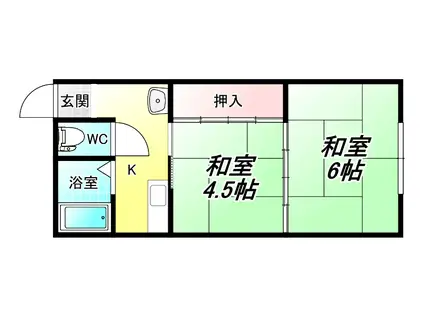 エクセレント老原B棟(2K/2階)の間取り写真