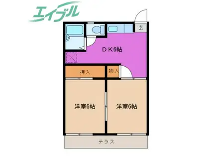 チョコハイツ(2DK/2階)の間取り写真