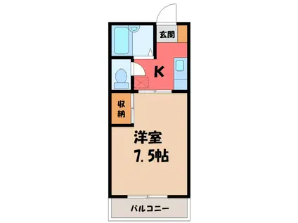 アルモニーしのだI(1K/1階)の間取り写真