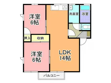 グランコスモB(2LDK/1階)の間取り写真