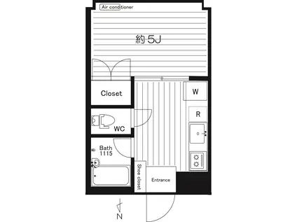 メゾン・ド・ソレイユB棟(ワンルーム/1階)の間取り写真