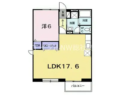 アルファワン(1LDK/2階)の間取り写真
