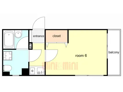 ハイム甲風園(ワンルーム/2階)の間取り写真