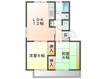 ハイツ明和 A(2LDK/2階)の間取り写真