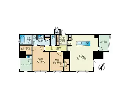 プレミスト赤坂けやき通 502(2LDK/5階)の間取り写真