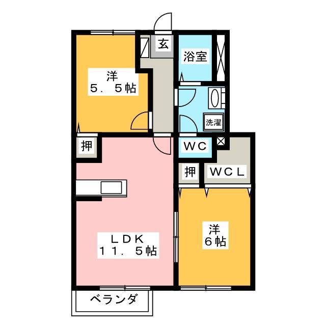 サンパティーク A(2LDK/1階)の間取り写真
