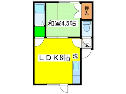 コーポレーションさとみ(1LDK/2階)の間取り写真