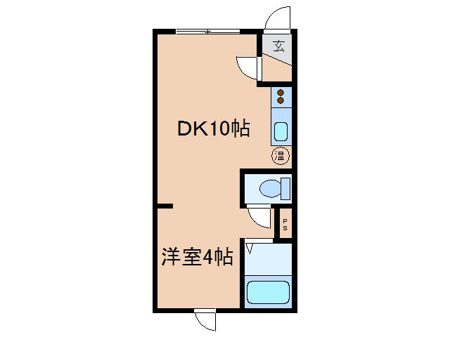 パークサイド健(1DK/3階)の間取り写真