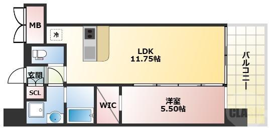プレジオ三国EURO(1LDK/7階)の間取り写真