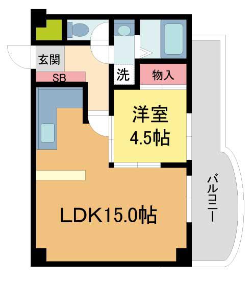 エルジャン芦屋(1LDK/3階)の間取り写真