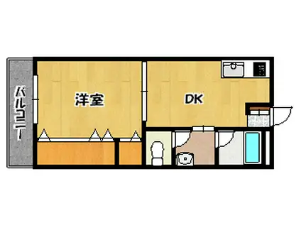 関戸ビル(1DK/3階)の間取り写真