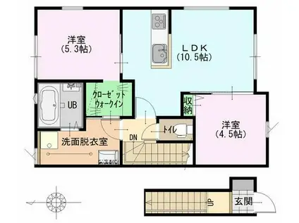 グラン・パレスかほくV(2LDK/2階)の間取り写真
