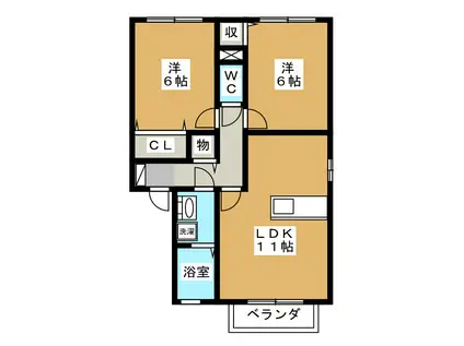 アタラクシアD(2LDK/1階)の間取り写真
