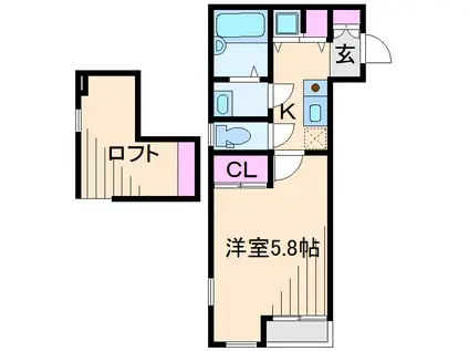 メゾン・ド・ボア ツナシマ(1K/2階)の間取り写真