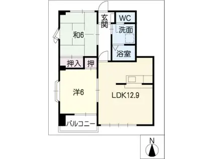 ハイステージ弐番館 A(2LDK/1階)の間取り写真