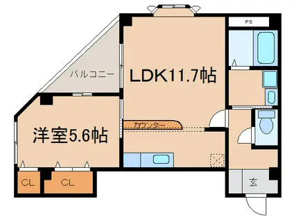 ラフィネ(1LDK/3階)の間取り写真