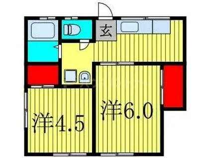 コーポ染谷(2K/2階)の間取り写真