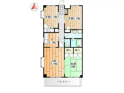 イーストコート住吉(3LDK/3階)の間取り写真