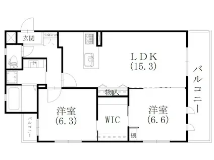 菊川市加茂第2ドゥプランニングマンション(2LDK/5階)の間取り写真