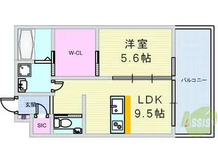 ベネチア天満橋(1LDK/13階)の間取り写真