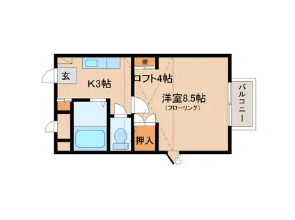 トゥジュールII(1K/1階)の間取り写真