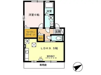 ロイヤルガーデン永田D(1LDK/1階)の間取り写真