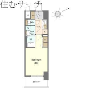 S-RESIDENCE四日市市堀木AMANTE(1K/14階)の間取り写真