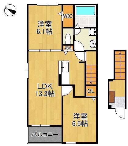 クラールFKIIB(2LDK/2階)の間取り写真