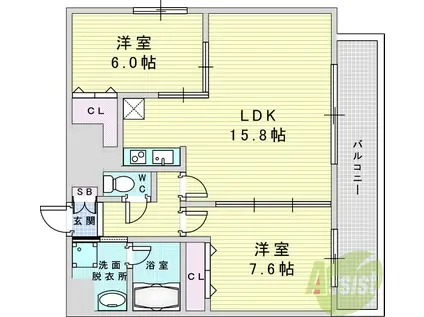 新大阪南グランドマンション(2LDK/8階)の間取り写真