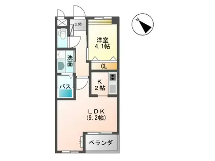 イーストヒル(1LDK/1階)の間取り写真