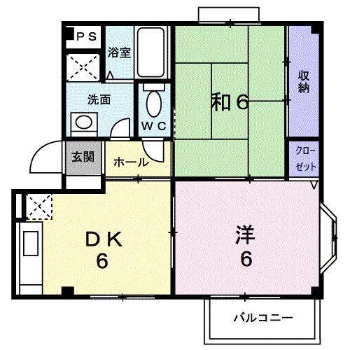 ラフィーネ立花B(2DK/2階)の間取り写真