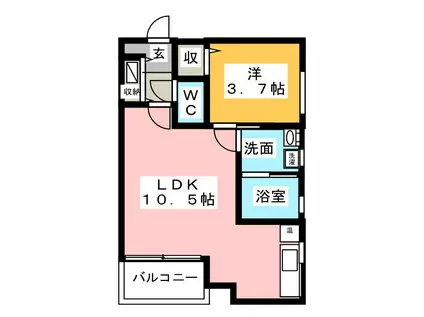 サザンビル(1LDK/4階)の間取り写真