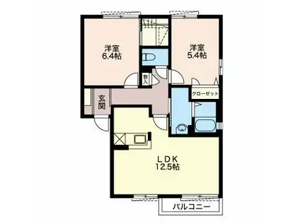 クレール石川(2LDK/2階)の間取り写真