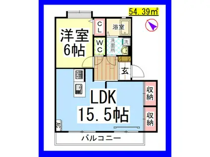 AF エクセルコート2(1LDK/2階)の間取り写真