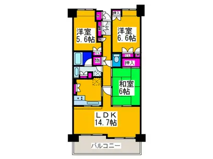 パークシティ泉ヶ丘(3LDK/3階)の間取り写真