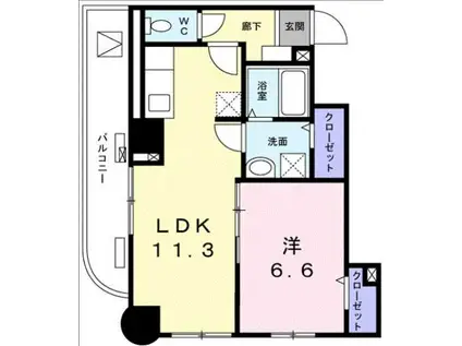 菊水レジデンス綱島II(1LDK/4階)の間取り写真