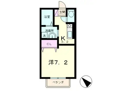 プリシェールキャッスル(1K/1階)の間取り写真