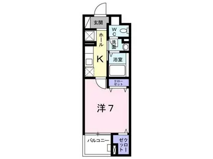 プランドール美鶴(1K/2階)の間取り写真