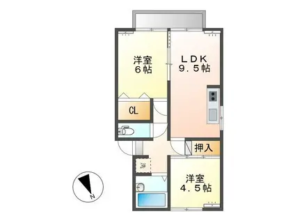 サンハウス(2LDK/2階)の間取り写真