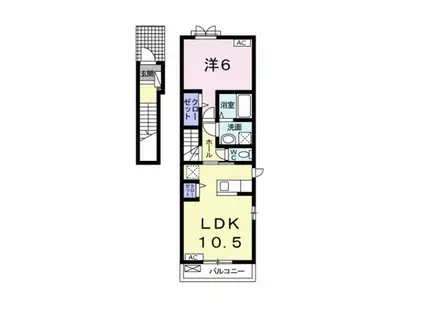 ラポルト(1LDK/2階)の間取り写真