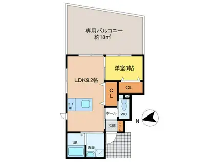 ラグーナ(1LDK/1階)の間取り写真