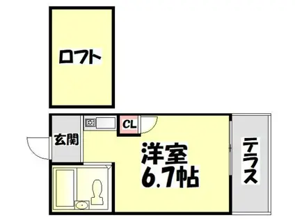 サンパレス21鳳(ワンルーム/2階)の間取り写真