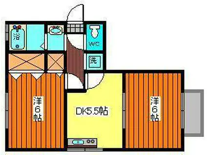 セジュールI・K(2DK/1階)の間取り写真